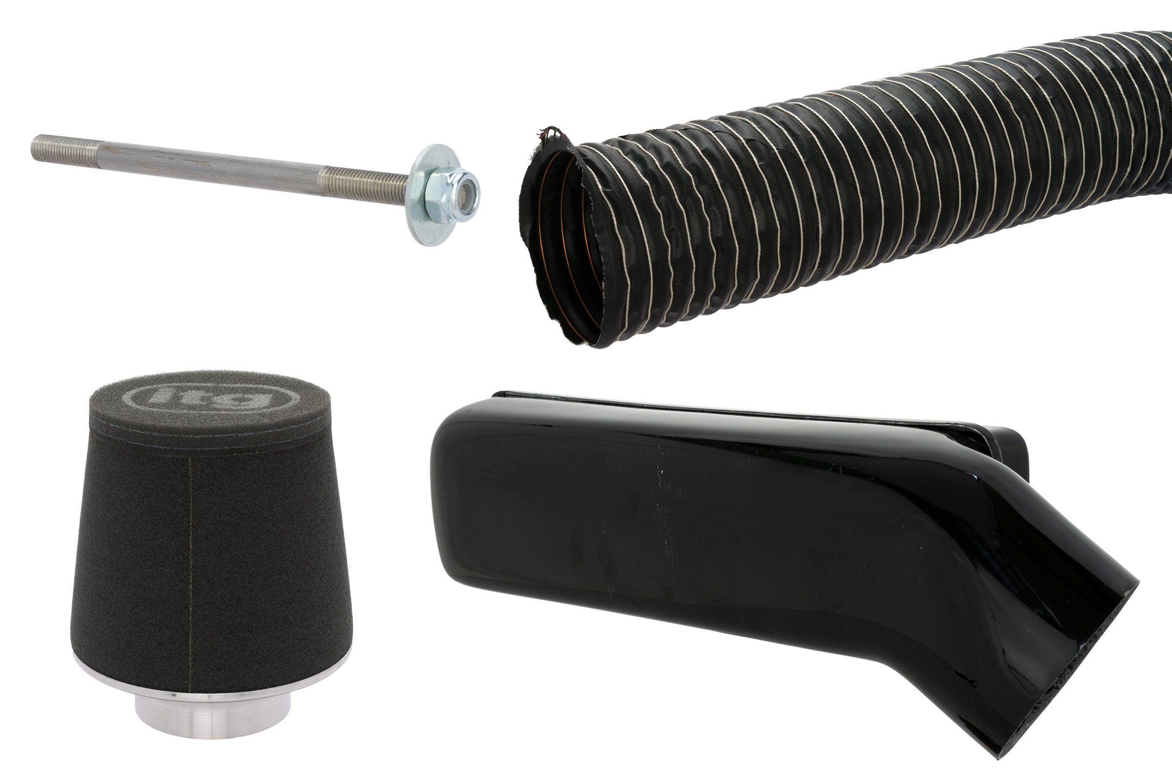 Air Filter / Neoprene Pipe / Air Box Backplate & Air Box Cover - Kit For Twin 40 & 45 Weber Air Filter / Neoprene Pipe / Air Box Backplate & Air Box Cover - Kit For Twin 40 & 45 Weber